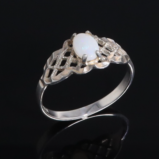 Silver Filigree Opal Ring