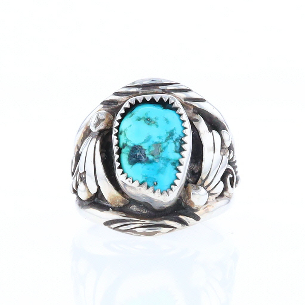 Navajo Turquoise and Feather Design Ring