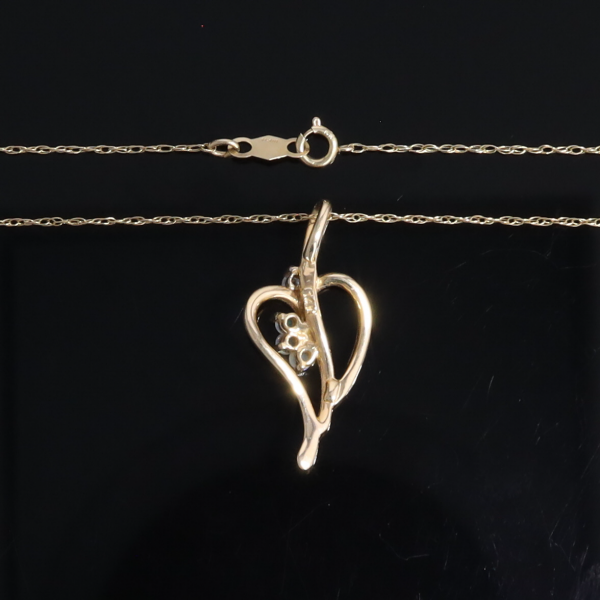 Round Opal & Diamond Heart Necklace