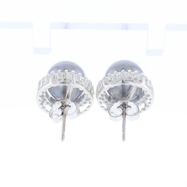 Gray Pearl Halo Studs