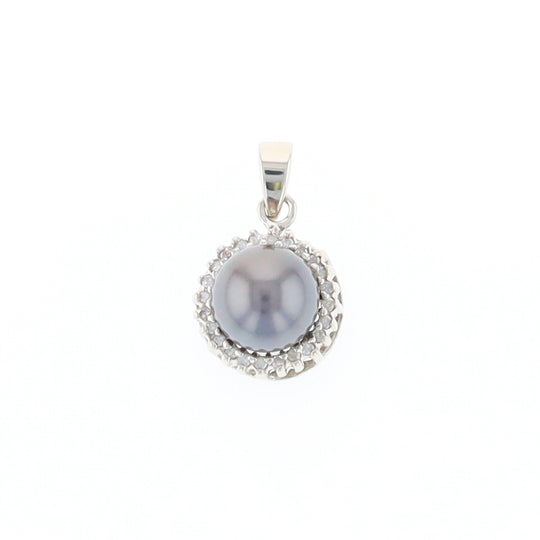 Gray Pearl Halo Pendant