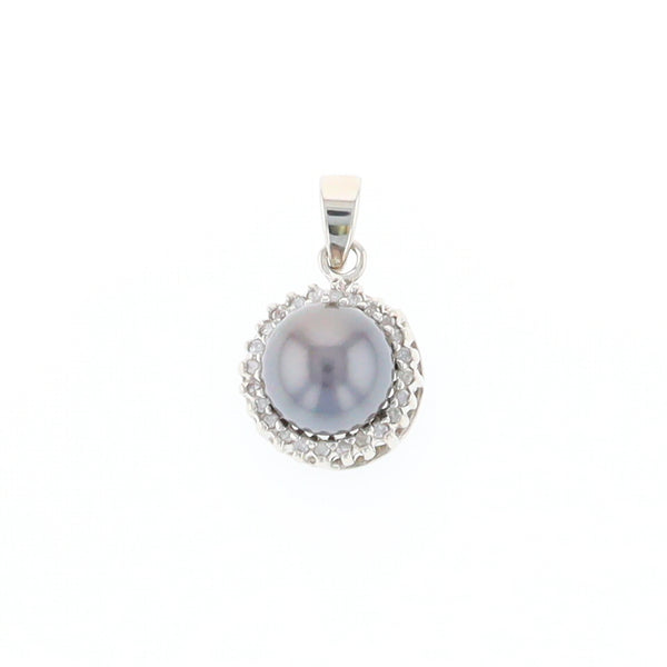 Gray Pearl Halo Pendant