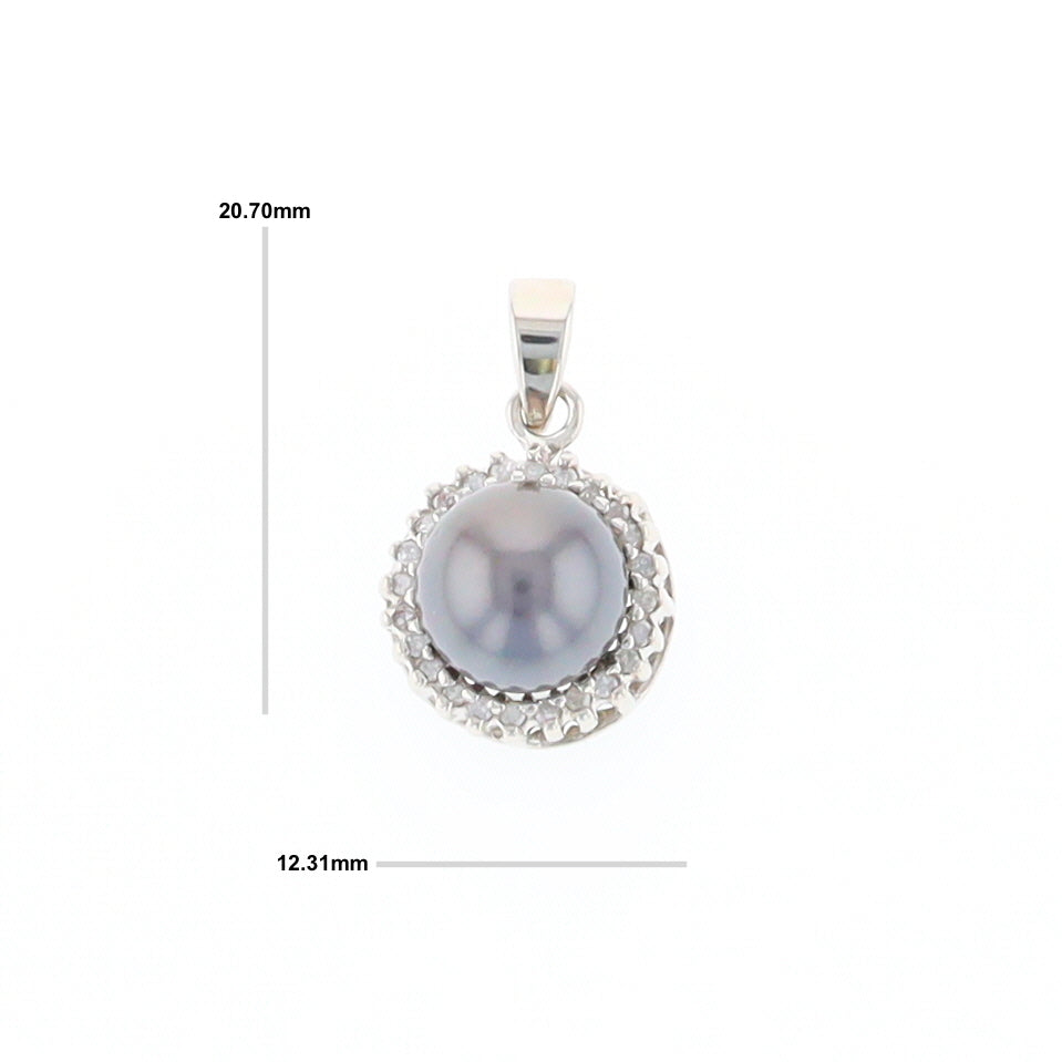 Gray Pearl Halo Pendant