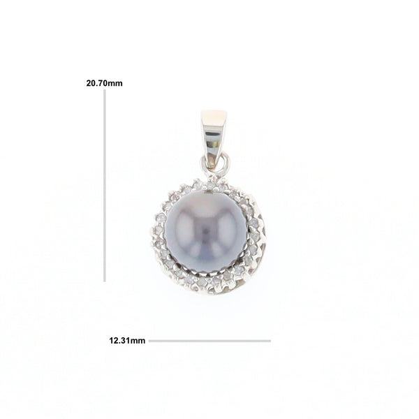 Gray Pearl Halo Pendant