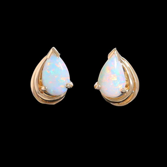 Pear-Shaped Opal Stud Earrings