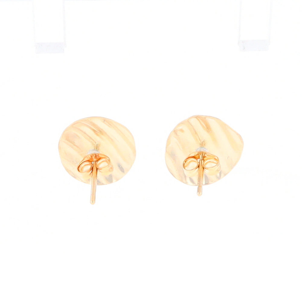 Gold Scorred Disc Stud Earrings