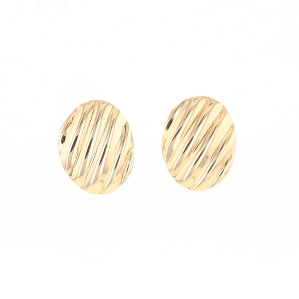 Gold Scorred Disc Stud Earrings