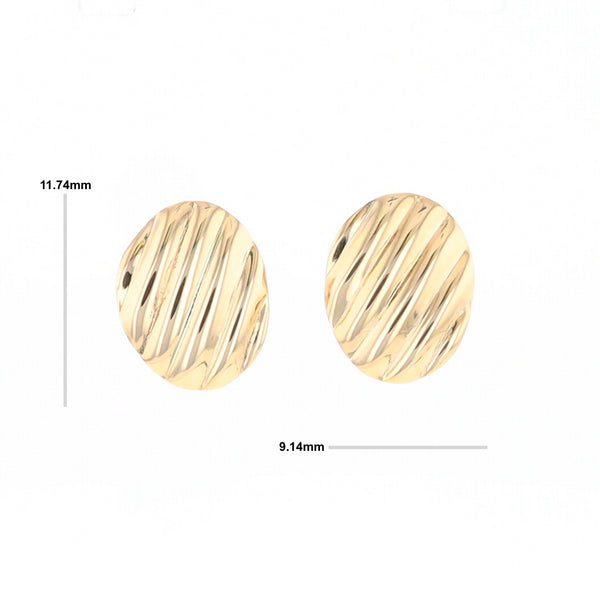 Gold Scorred Disc Stud Earrings