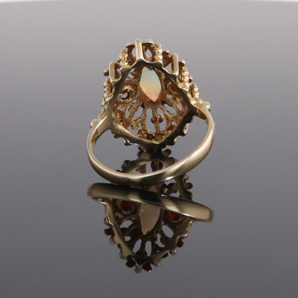 Vintage Lace Opal and Garnet Ring