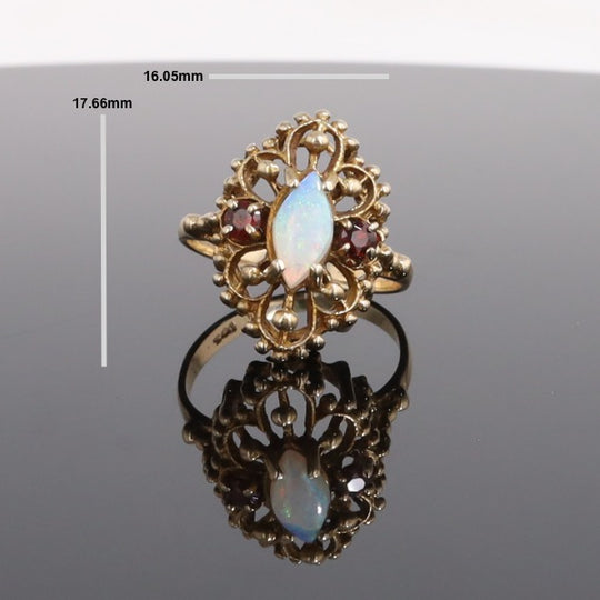 Vintage Lace Opal and Garnet Ring