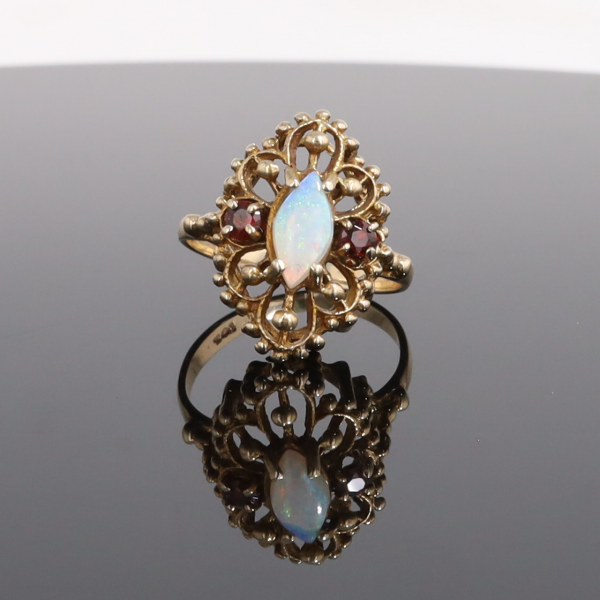 Vintage Lace Opal and Garnet Ring