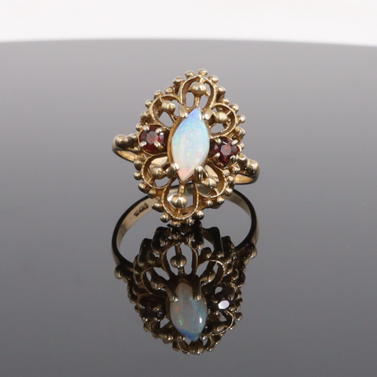 Vintage Lace Opal and Garnet Ring
