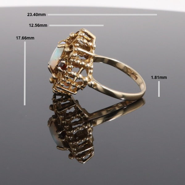 Vintage Lace Opal and Garnet Ring