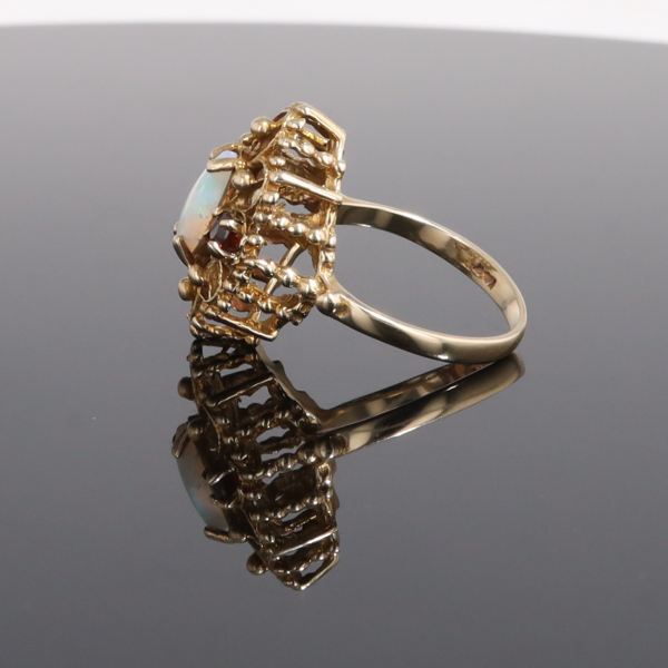 Vintage Lace Opal and Garnet Ring