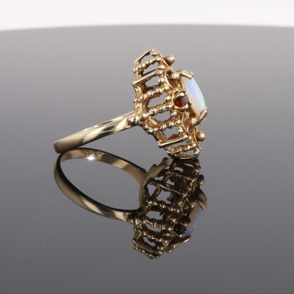 Vintage Lace Opal and Garnet Ring