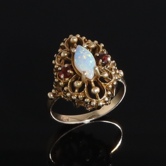 Vintage Lace Opal and Garnet Ring