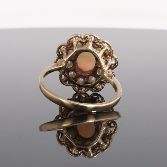 Vintage Opal Pearl Halo Ring