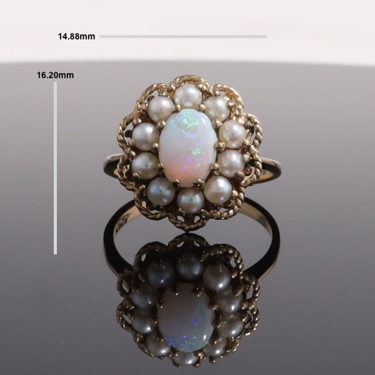 Vintage Opal Pearl Halo Ring