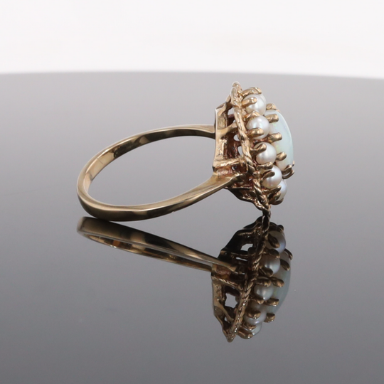 Vintage Opal Pearl Halo Ring