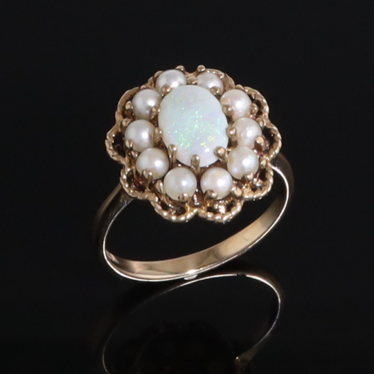 Vintage Opal Pearl Halo Ring