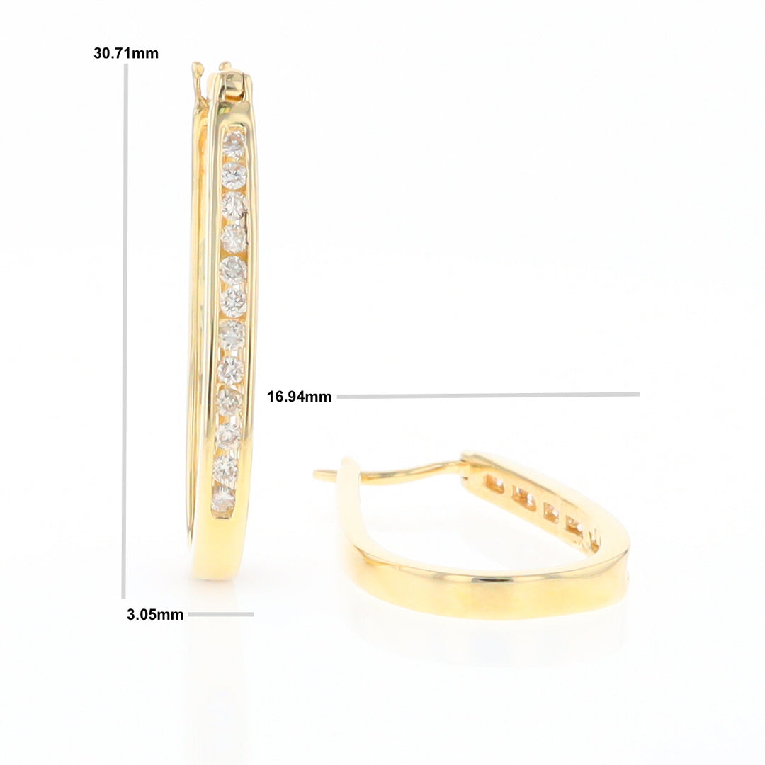 U-Shaped Channel Set Diamond Hoop Earrings