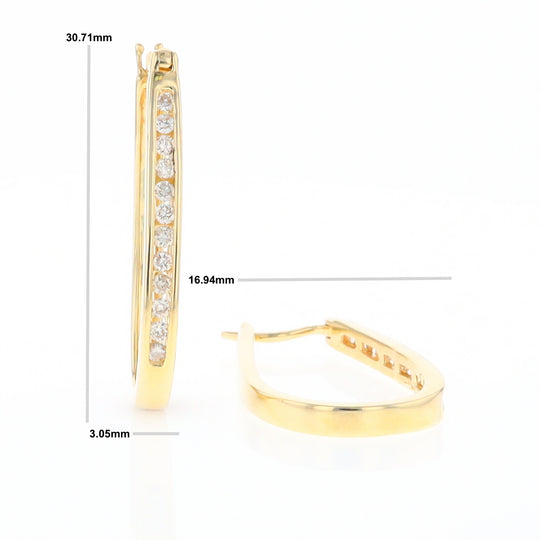 U-Shaped Channel Set Diamond Hoop Earrings