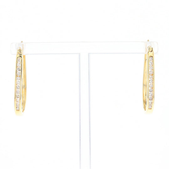 U-Shaped Channel Set Diamond Hoop Earrings