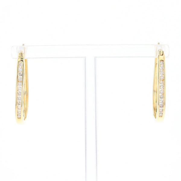 U-Shaped Channel Set Diamond Hoop Earrings