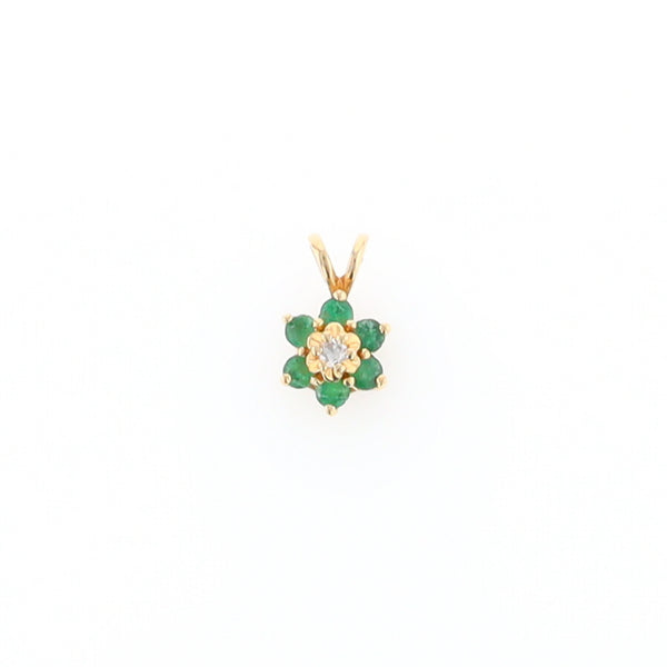 Small Emerald Flower Pendant