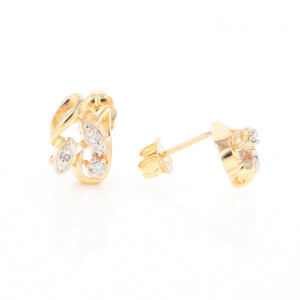 Diamond Leaf Stud Earrings