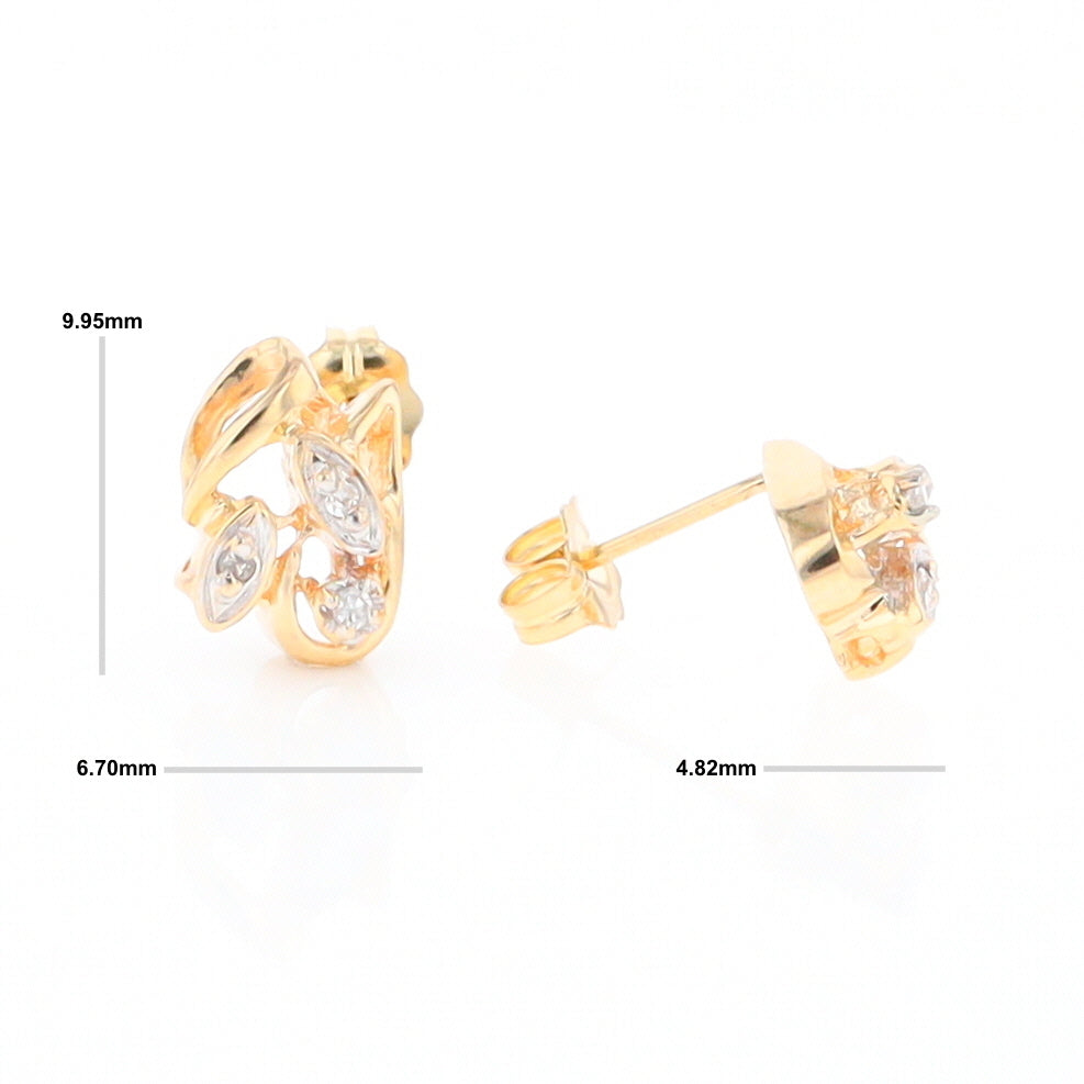 Diamond Leaf Stud Earrings