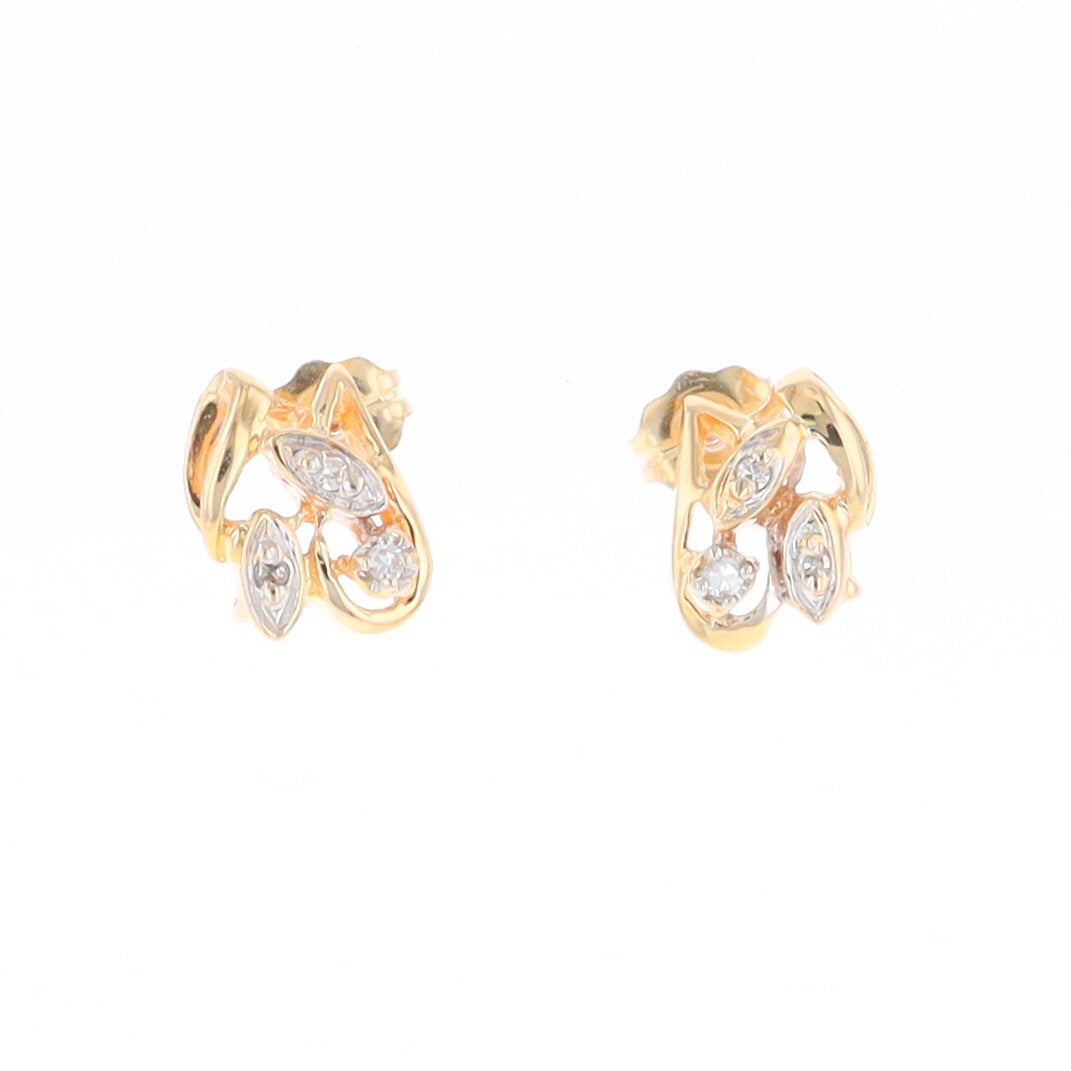 Diamond Leaf Stud Earrings