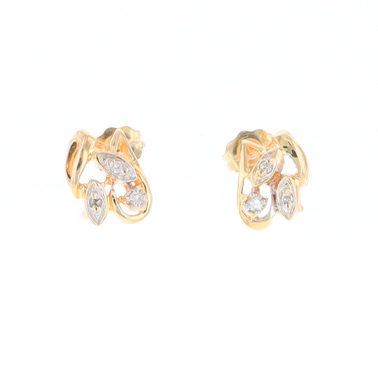 Diamond Leaf Stud Earrings