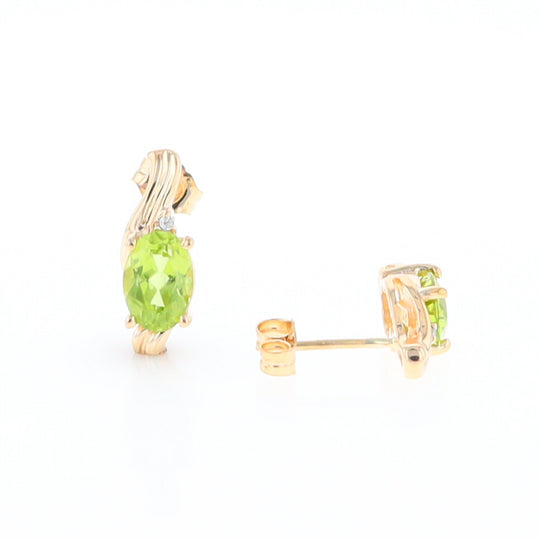 Peridot Ribbon Stud Earrings