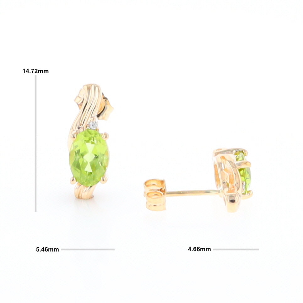 Peridot Ribbon Stud Earrings