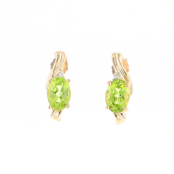 Peridot Ribbon Stud Earrings