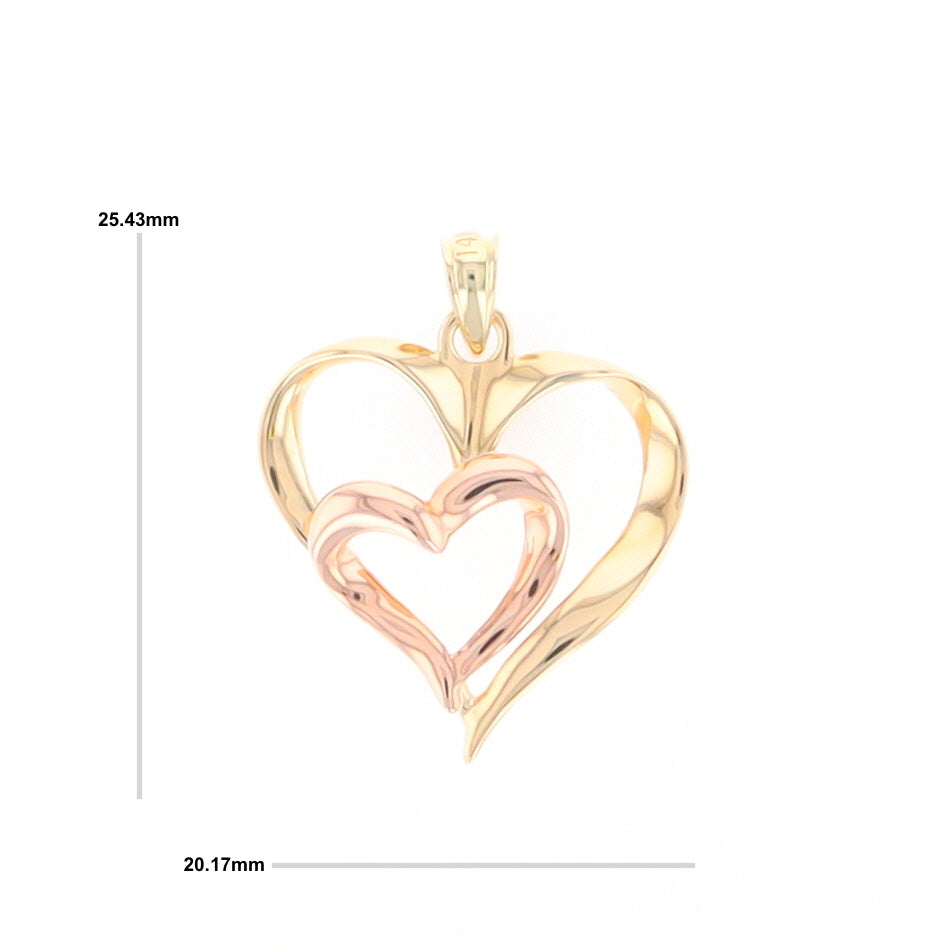 Two-Tone Double Heart Pendant