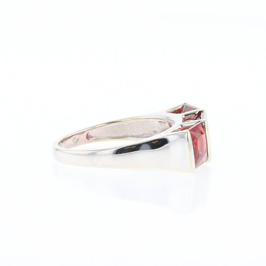 Three Square Garnet Ring