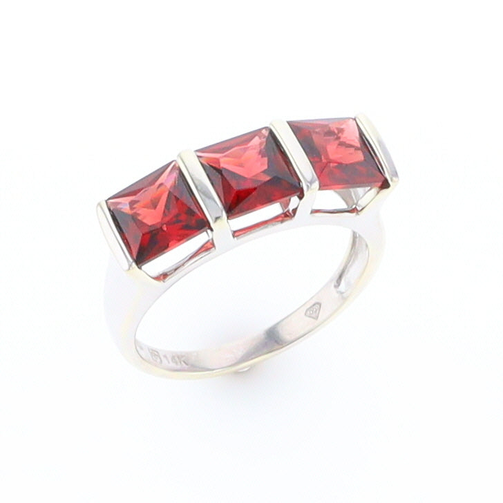 Three Square Garnet Ring