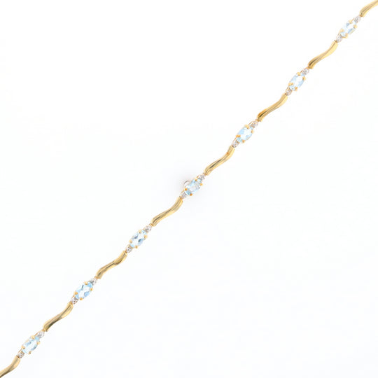 Aquamarine and Diamond Tennis Bracelet