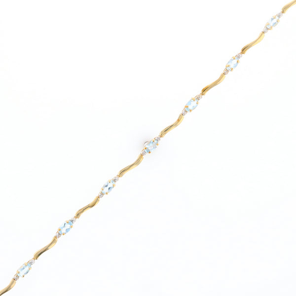 Aquamarine and Diamond Tennis Bracelet