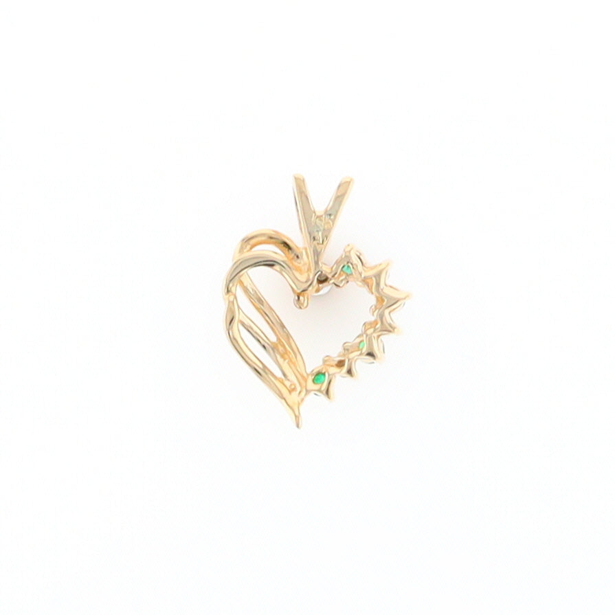 Open Heart Emerald and Diamond Pendant