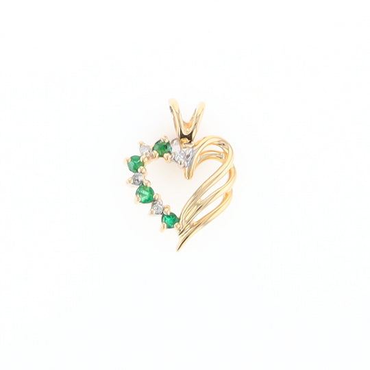 Open Heart Emerald and Diamond Pendant