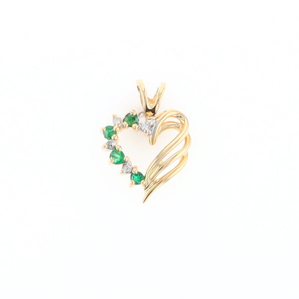 Open Heart Emerald and Diamond Pendant