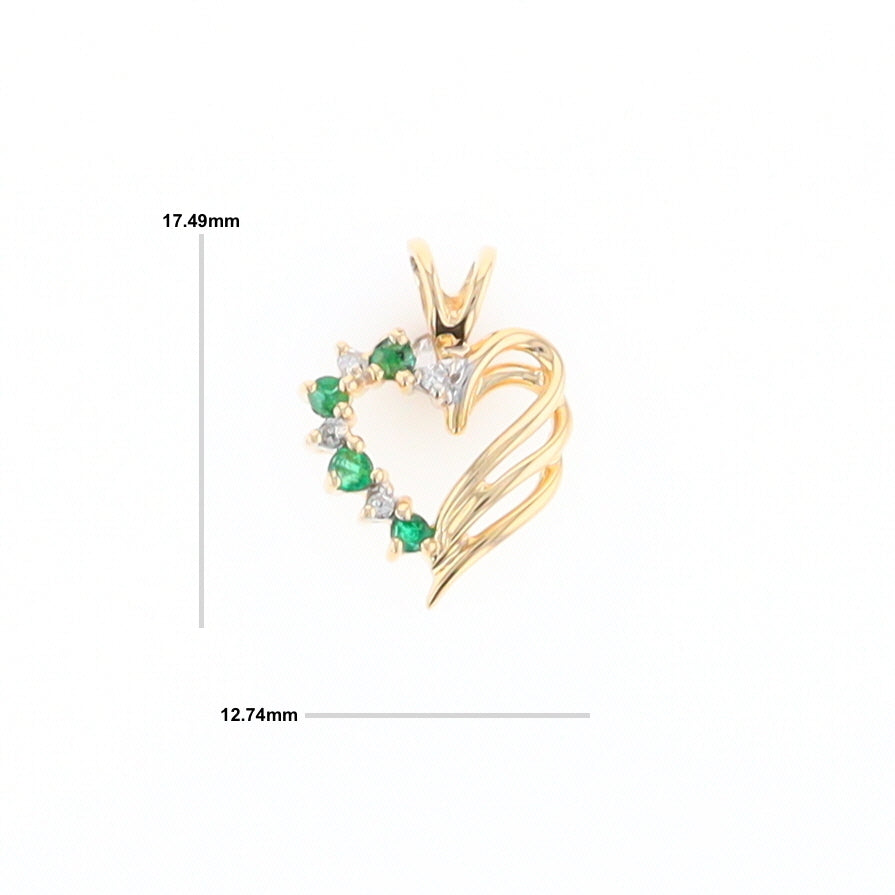 Open Heart Emerald and Diamond Pendant