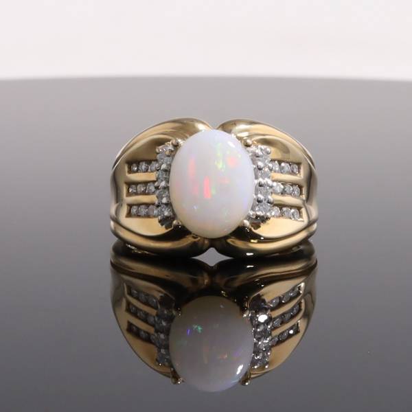 Opal Diamond Channels Ring