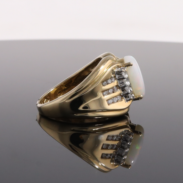 Opal Diamond Channels Ring
