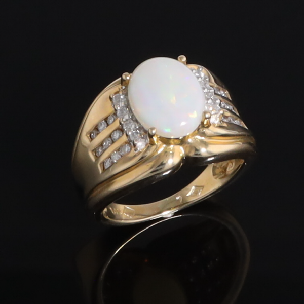 Opal Diamond Channels Ring