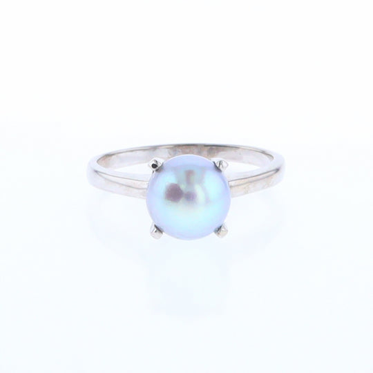 Gray Pearl Solitaire Ring