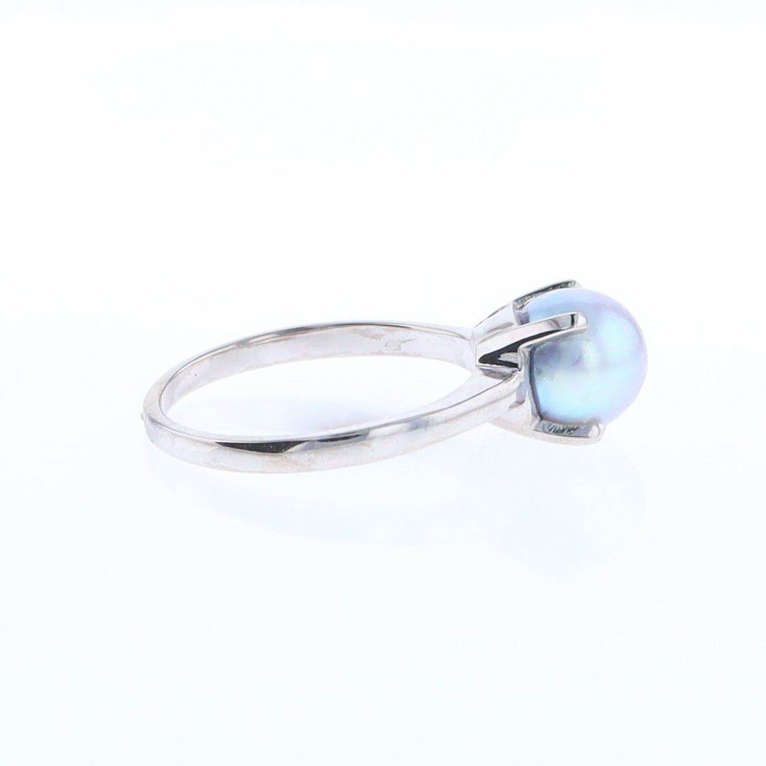 Gray Pearl Solitaire Ring